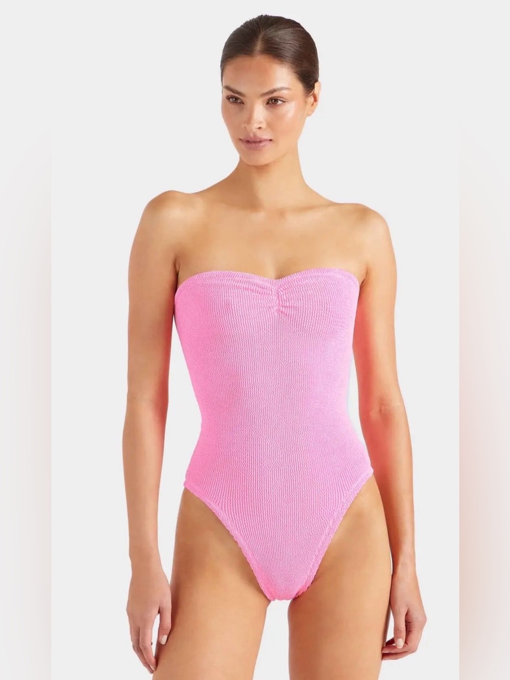 Hunza G Brooke Strapless One-Piece Swimsuit in Bubblegum Pink One Size